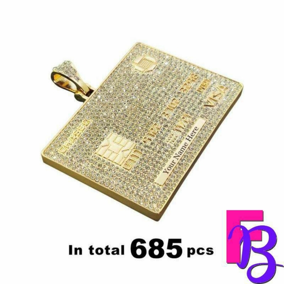 18k Gold Pave Diamond Credit Card Pendant - Picture 8 of 11